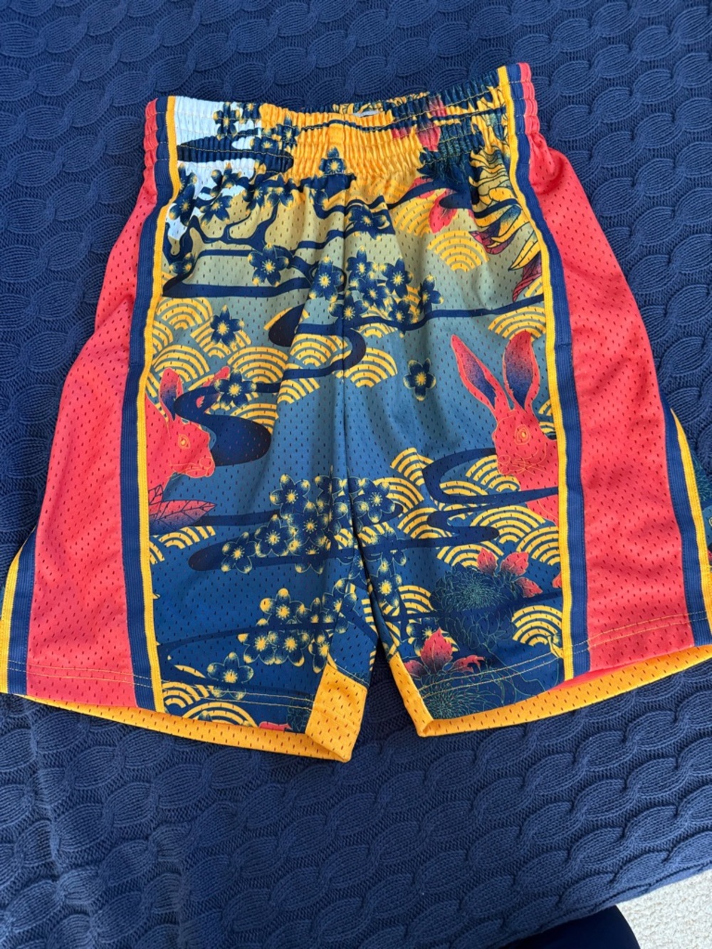 Mitchell & Ness Yellow and Orange Hardwood Classics Swim Shorts